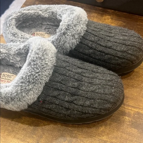 Skechers BOBS Gray Plush Slippers - Picture 3 of 4
